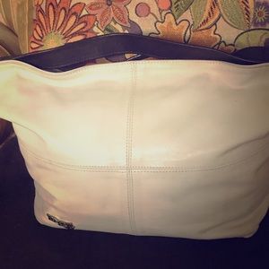 Berge Ivory & Dark Brown Kidskin Hobo/Tote Satchel